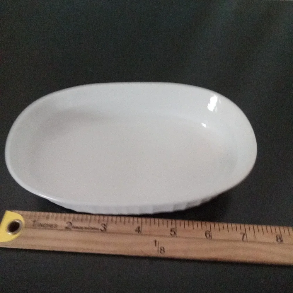 Corning Ware French White Oval Ramekin F-15-B 475ml Ribbed Ceramic Baking Dish